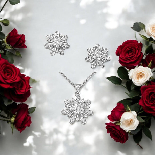 Sparkling Flower Jewelry Set