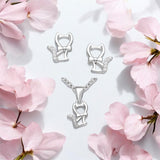 Sterling Silver Earrings and Necklace Cat Jewelry Set