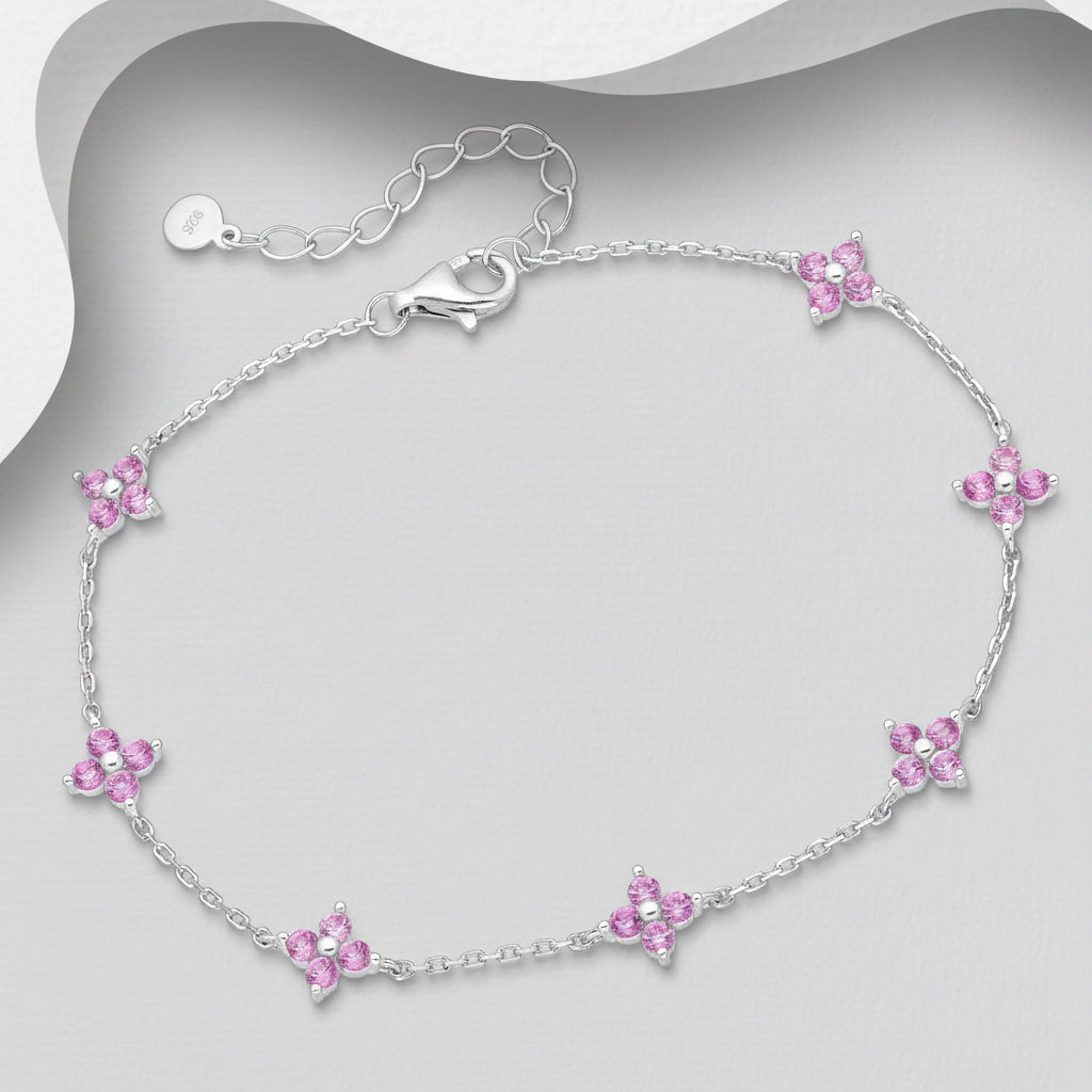 Sterling Silver Flower Bracelet