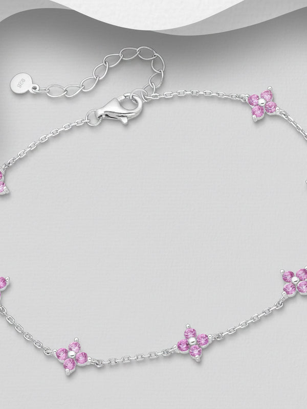 Sterling Silver Flower Bracelet