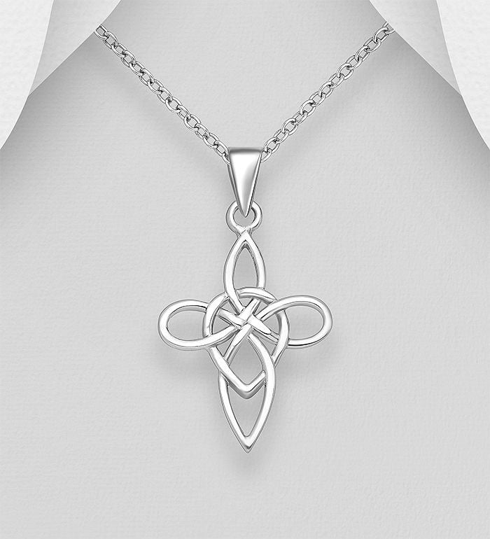 Sterling Silver Witches Knot Cross Necklace