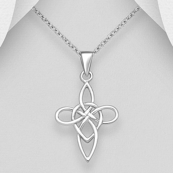 Sterling Silver Celtic Witches Knot Pendant Necklace