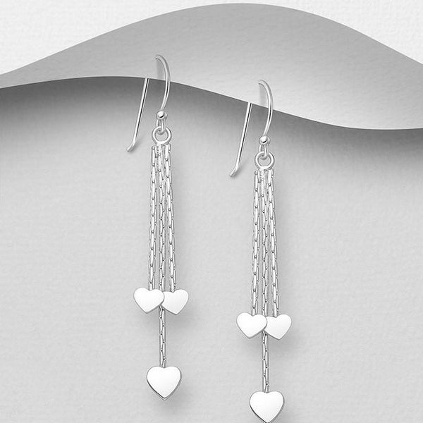 Sterling Silver Heart Coil Hook Earrings