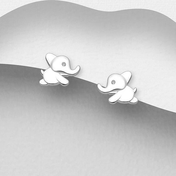 Silver Elephant Earrings