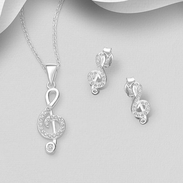 Sterling Silver Earrings and Necklace Jewelry Set
