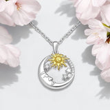 Sparkling Moon & Sun Pendant Necklace