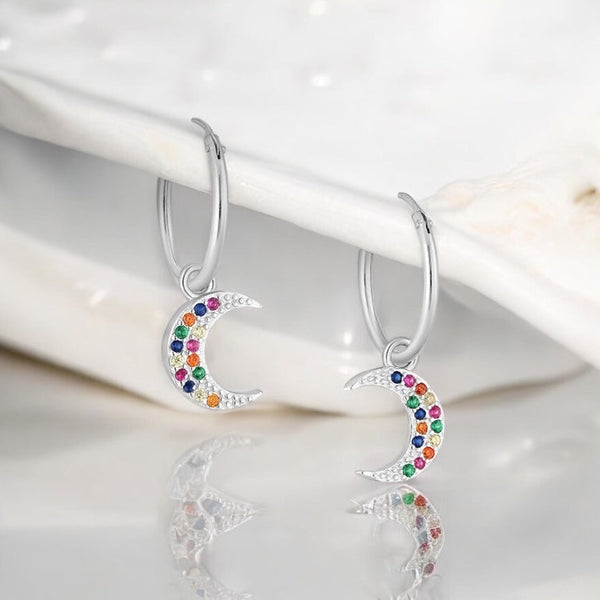 Sterling Silver Moon Hoop Earrings
