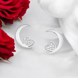 Sterling Silver Heart and Moon Earrings