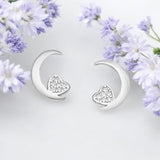 Sterling Silver Heart and Moon Earrings