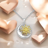 Sterling Silver Moon & Sun Pendant Necklace