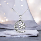 Sterling Silver Moon & The Sun Pendant Necklace