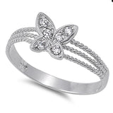 Sterling Silver CZ Ring Butterfly