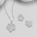 terling Silver Paw Jewelry Set
