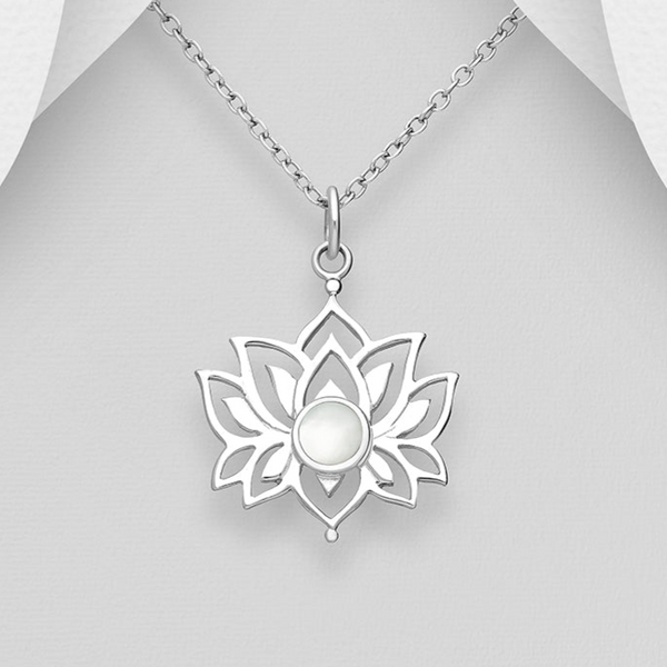 Sterling Silver Lotus Pendant Necklace