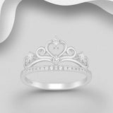 Sparkling Crown and Heart Ring