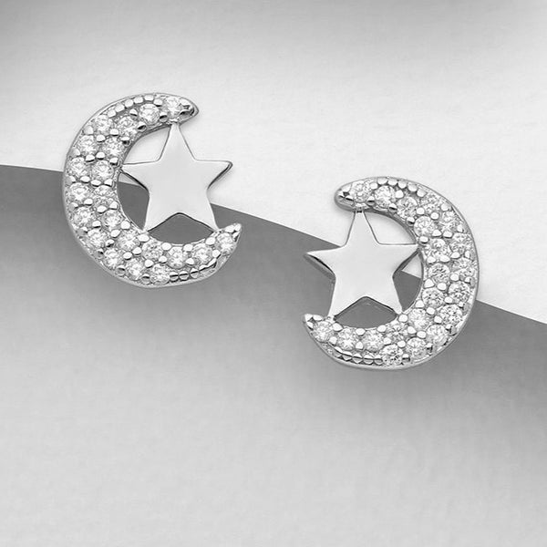 Sparkling Moon and Star Earrings
