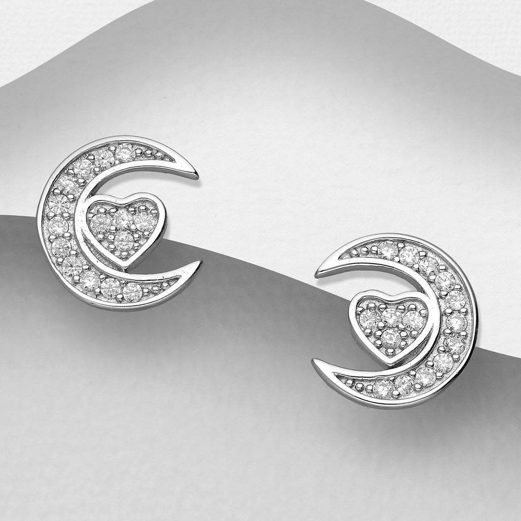 Heart and Moon Earrings