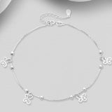 Sterling Silver Ball and Butterfly Anklet