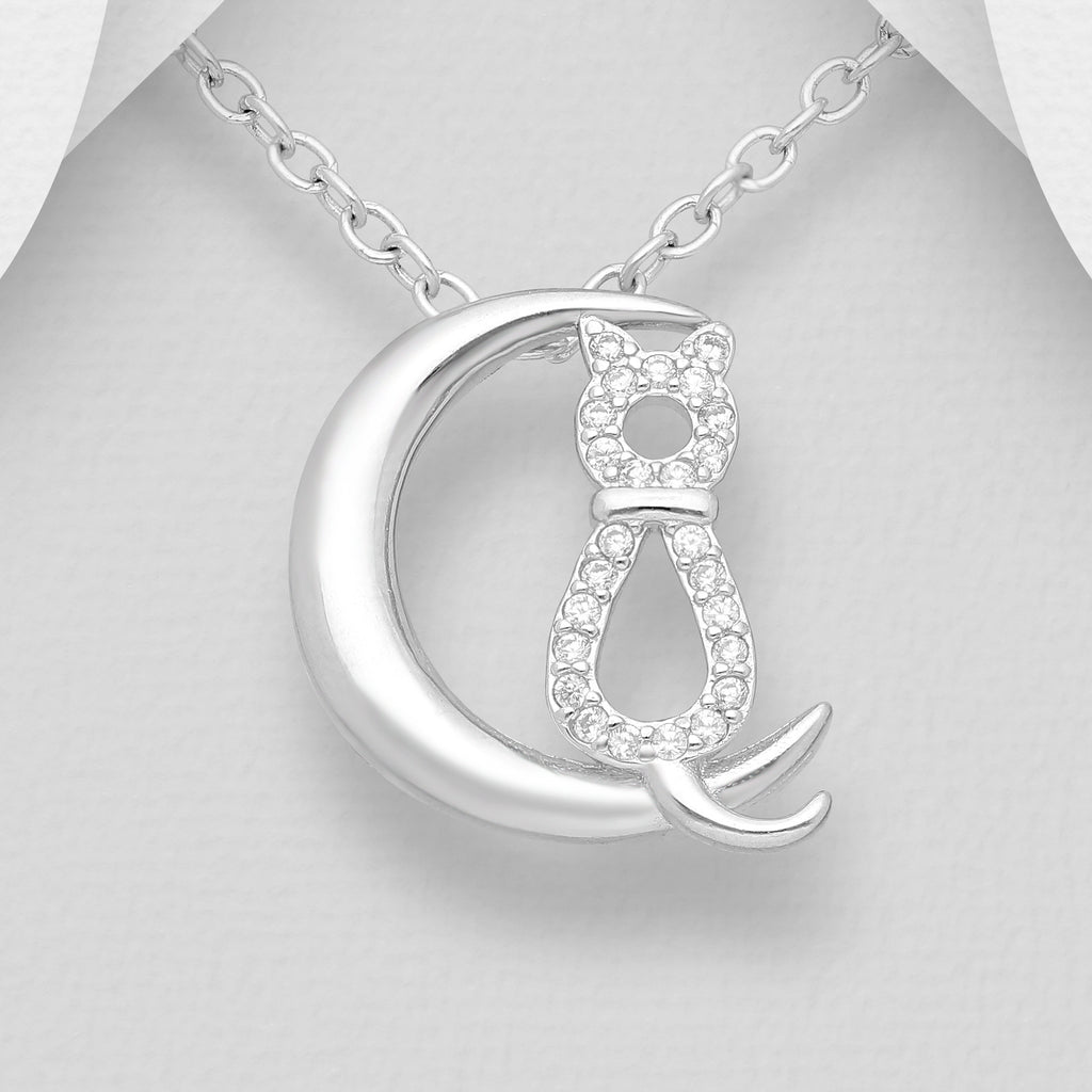Cat and Moon Necklace