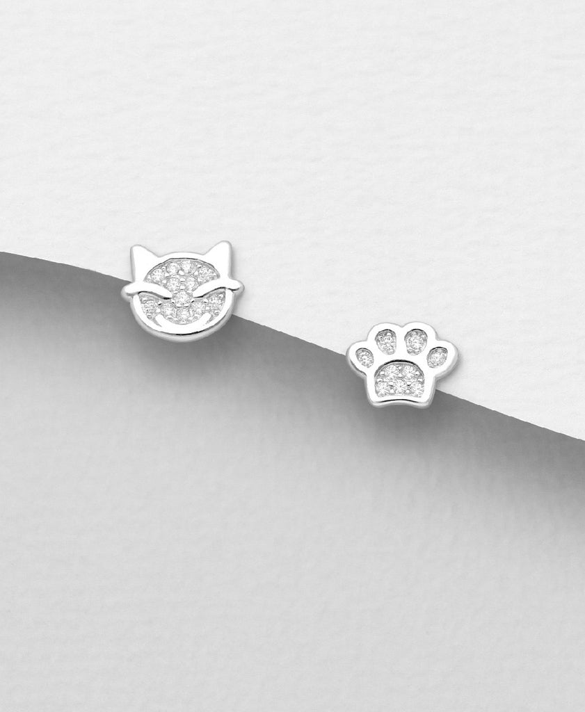 Cat and Paw Earrings