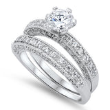 Sterling Silver Engagement Set CZ Ring