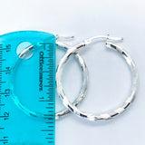 Sterling Silver Texture Hoop Earrings