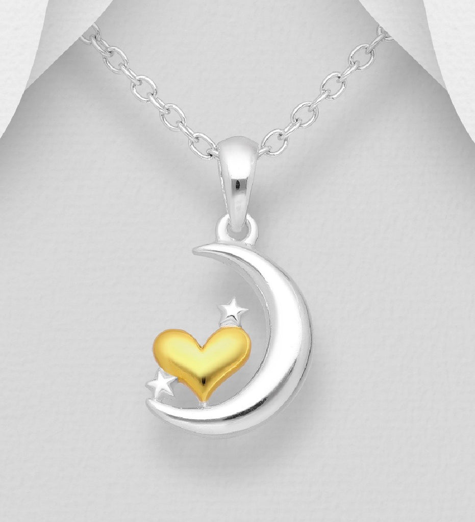 Sterling Silver Moon, Star and Heart Necklaces
